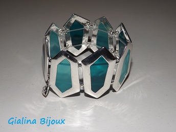 Bracelet élastique hexagones bleus